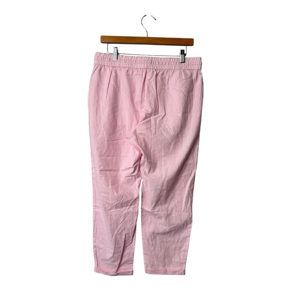 J. Crew Linen Blend Pull On Drawstring Cuffed Ankle Pants in Pale Pink Preppy - Picture 3 of 14